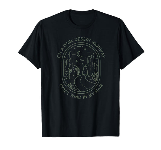 Desert Vibes Cactus Cacti Nature Cute Travel Tee Women's Black Modern Minimalist Nature Illustration T-Shirt Small Crew Neck Short Sleeve