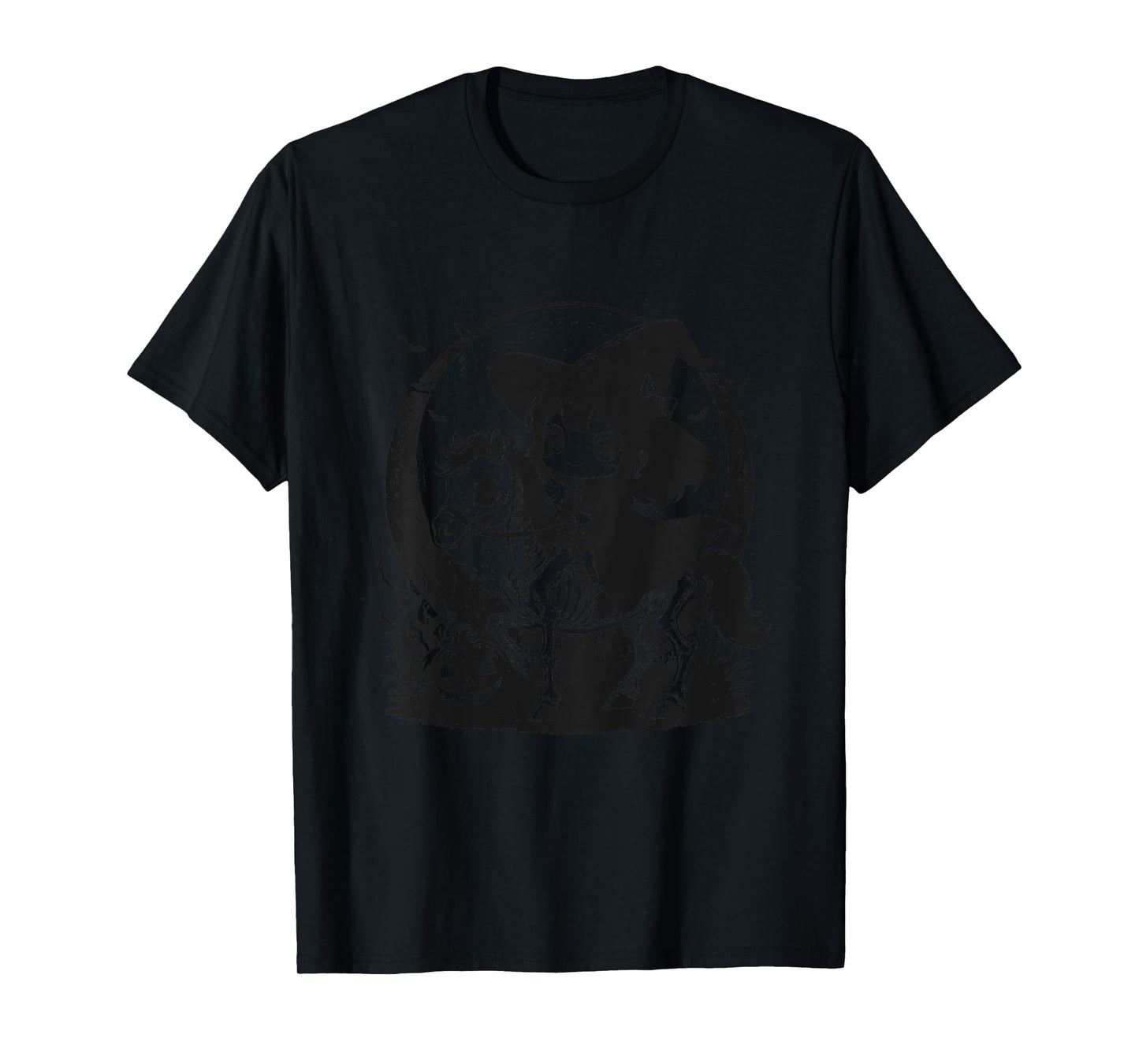 Witch Riding Horse Skeleton Cute Spooky Halloween Girls T-Shirt