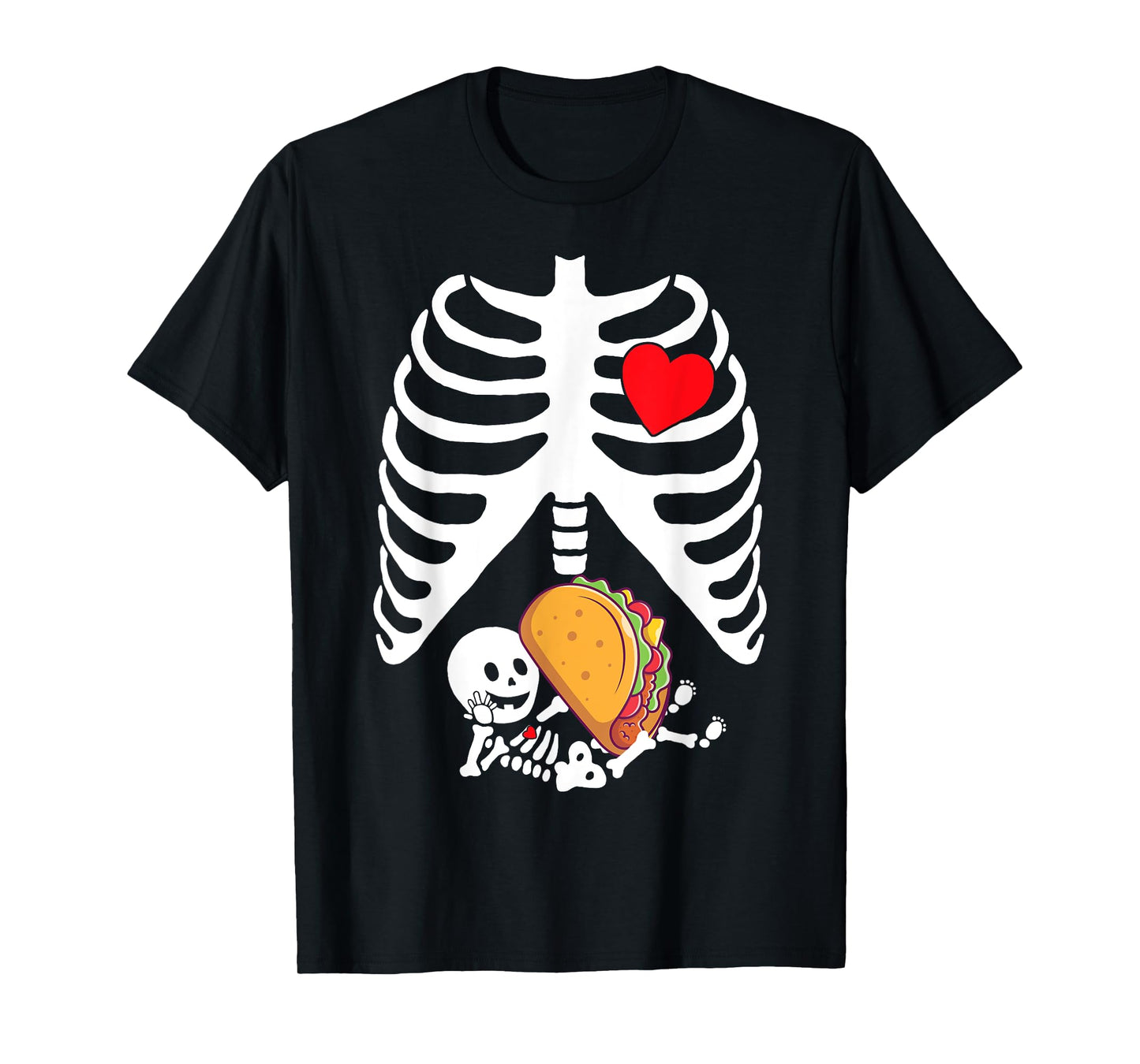 Pregnancy Announcement Halloween Skeleton Baby Tacos Xray T-Shirt