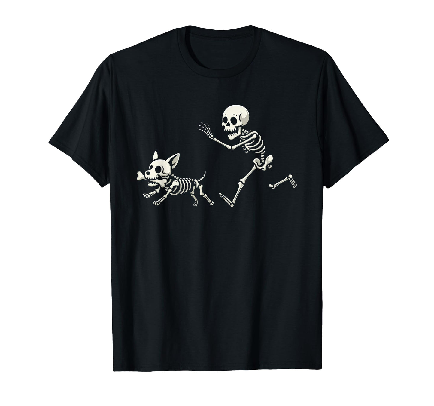 Funny Skeleton Chasing Corgi Halloween Dog Mom Pet Lover T-Shirt