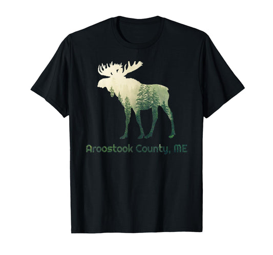 Aroostook County ME Moose Forest Tree Hunter Wildlife T-Shirt