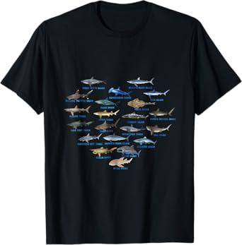 Sharks heart Ocean Animal Shark Lovers men kids T-Shirt