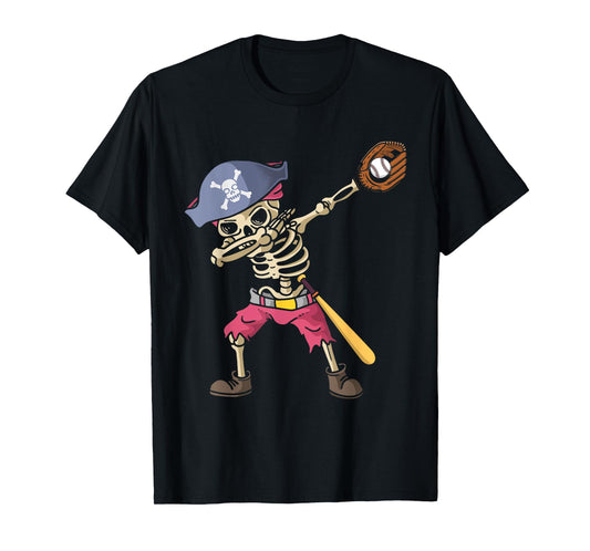 Dabbing Skeleton Baseball Softball Pirate Dab T-Shirt