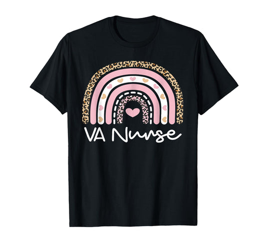 Cute VA Nurse Leopard Rainbow Nursing Day Nurse Week 2023 T-Shirt