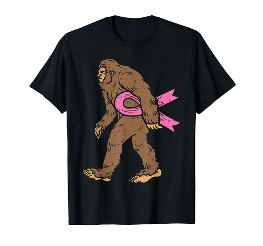 Bigfoot Sasquatch Breast Cancer Funny Awareness Ribbon Gift T-Shirt