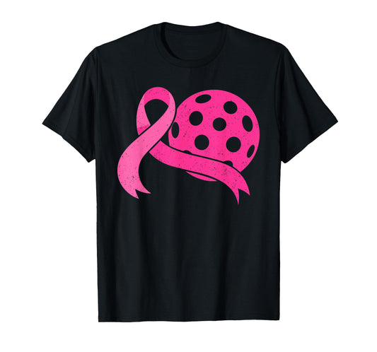 Dink For Pink Breast Cancer Awareness Pickleball Pink Ribbon T-Shirt