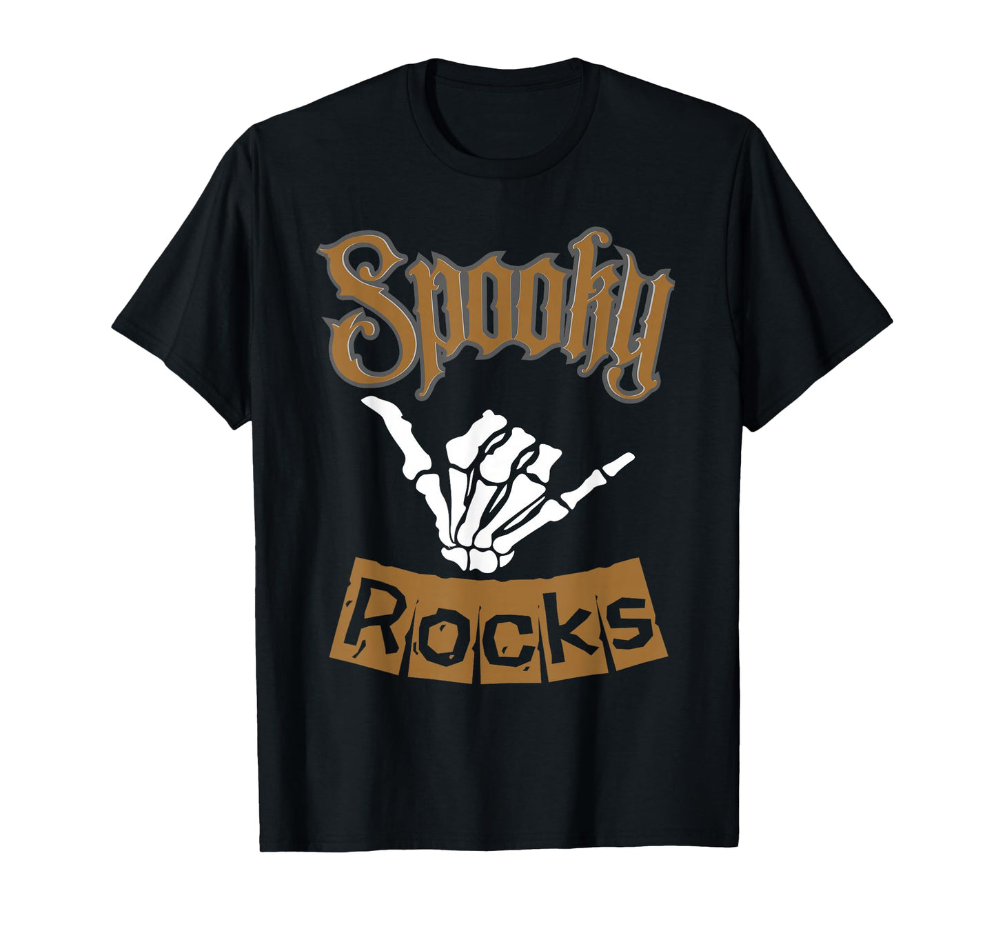Funny Halloween Spooky Rocks Skeleton Shaka Greeting T-Shirt