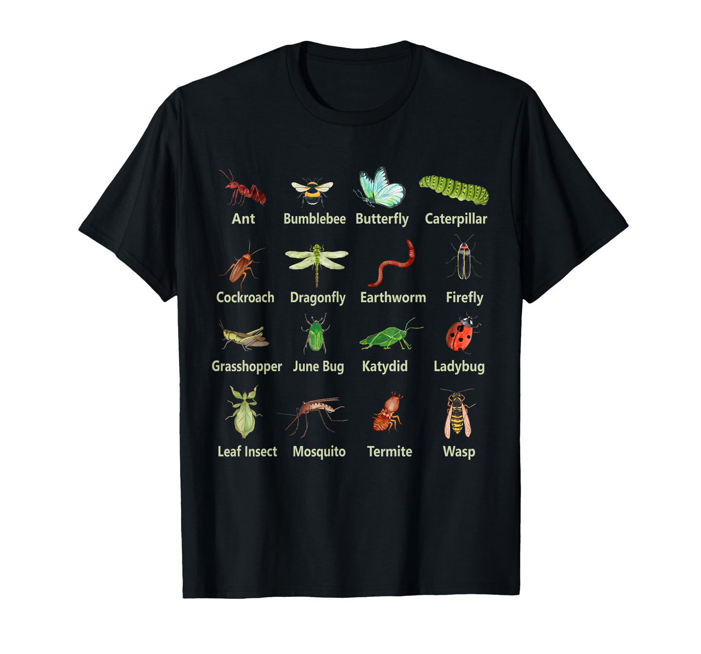 Types of Insects Funny Insect Names Bug Entomologist Kids T-Shirt