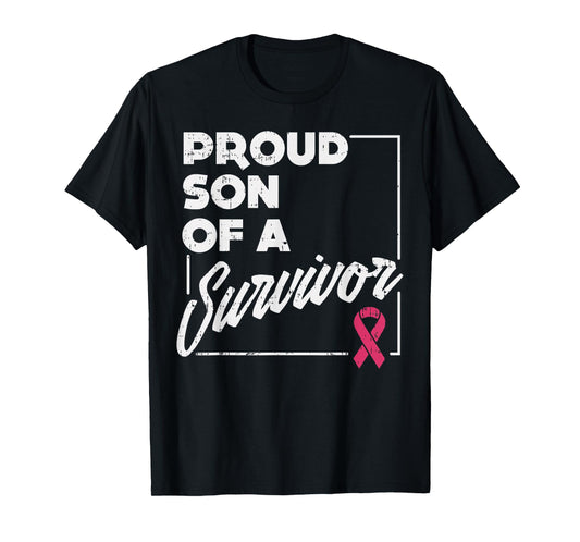 Proud Son Of Survivor Shirt Breast Cancer Support Gift T-Shirt