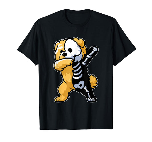 Dabbing Chow Chow Half Skeleton Halloween Costume Owner T-Shirt