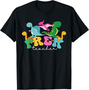 Pre-k Teacher Dinosaur Cute Preschool Dino Back To School T-Shirt for Men Women Kids