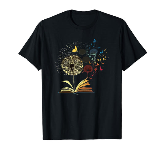 Dandelion Book Funny Bookworm Reading Lovers Nerd Geek Humor T-Shirt