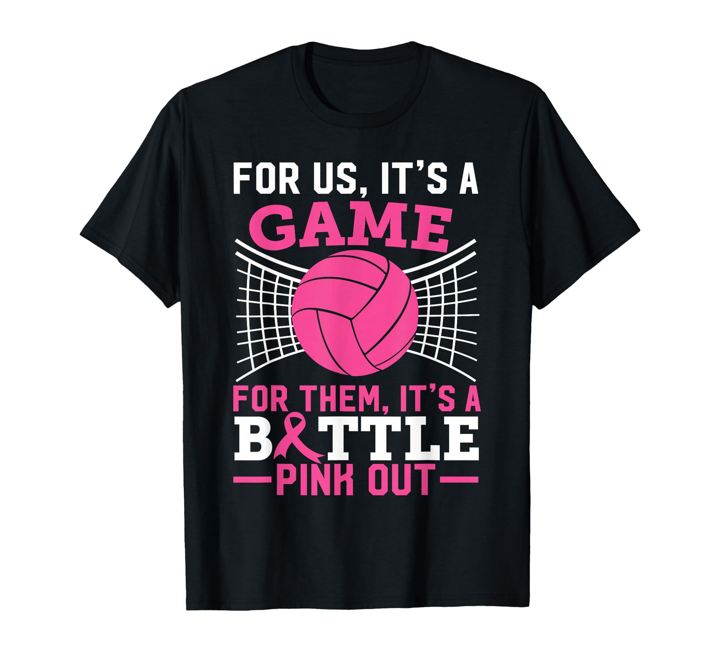 Pink Out Breast Cancer Volleyball Ball Lover Women Teen Girl T-Shirt