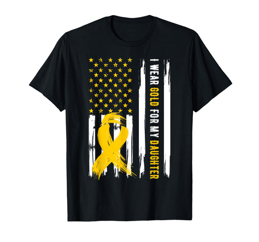 I Wear Gold For My Daughter Childhood Cancer Awareness T-Shirt