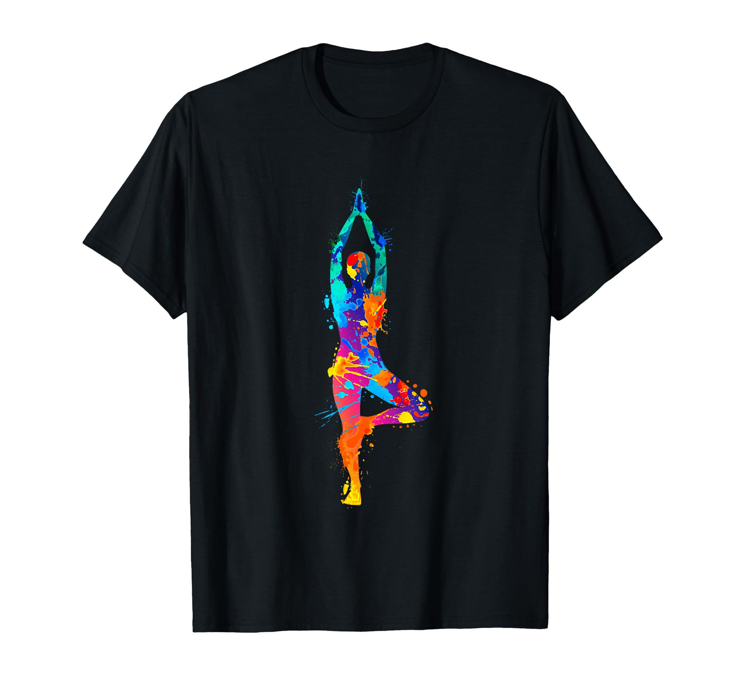 Artistic Yoga Watercolor Yoga Tree Colorful T-Shirt