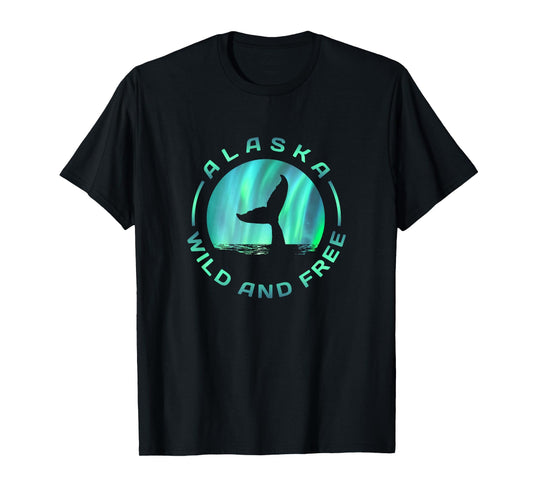 Alaska - Whale With Northern Lights - Wild and Free T-Shirt