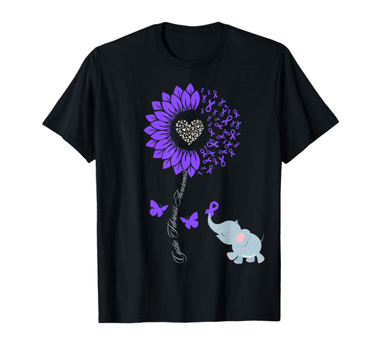 Cystic Fibrosis Awareness Sunflower Elephant Butterfly T-Shirt