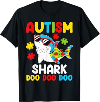 Funny Autism Shark Puzzle Autism Awareness Day For Kids T-Shirt