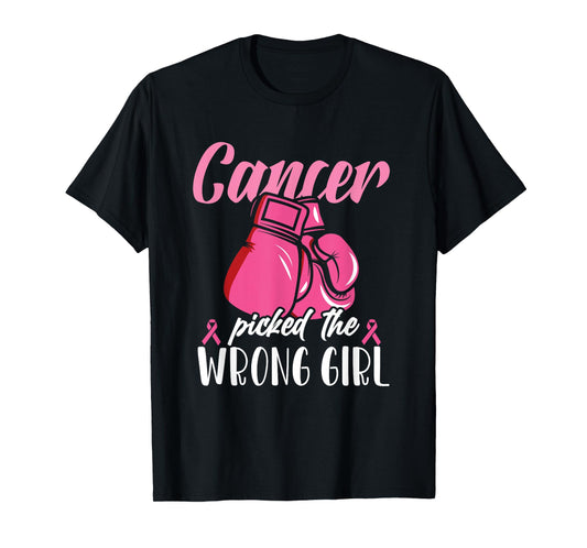Breast Cancer Picked Wrong Girl Awareness Fighter Survivor T-Shirt