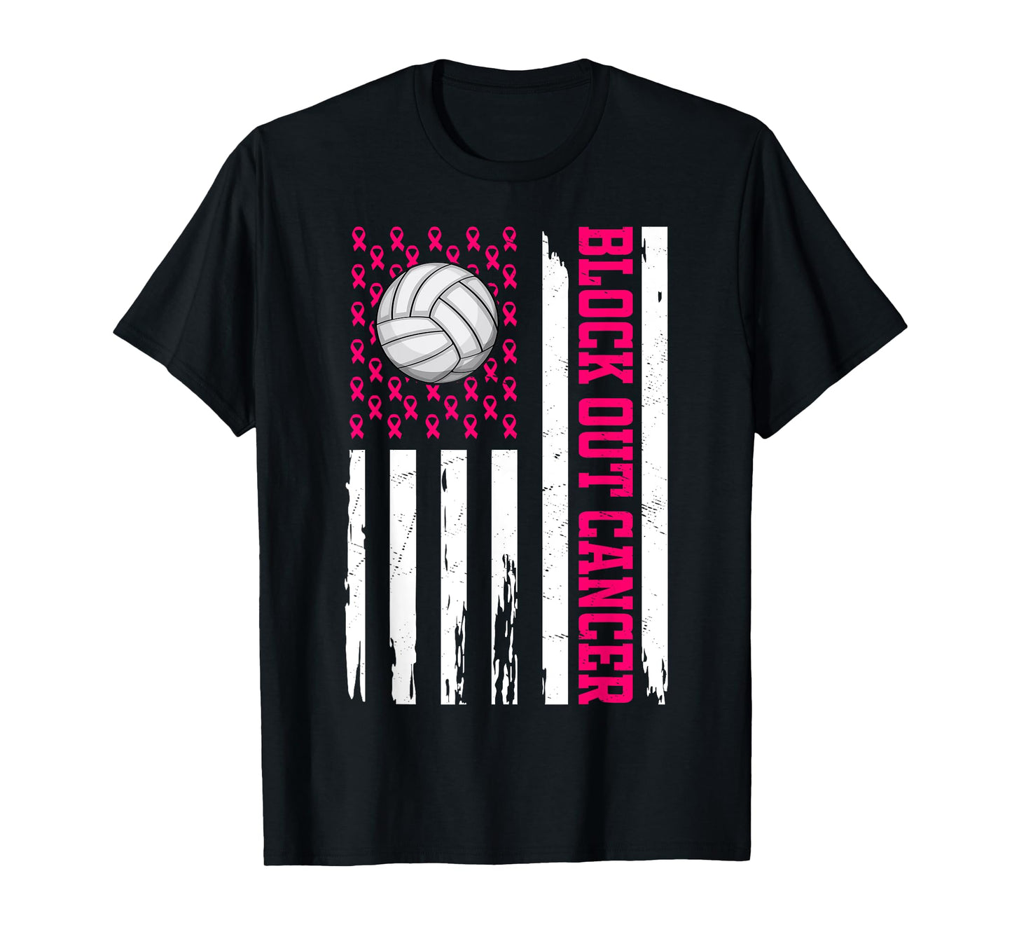 Volleyball Breast Cancer Awareness Block Out Cancer T-Shirt