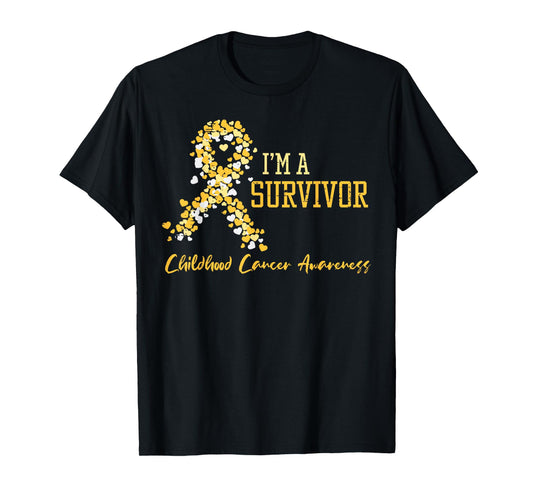 Survivor Childhood Cancer Awareness Ribbon Boys Girls Kids T-Shirt