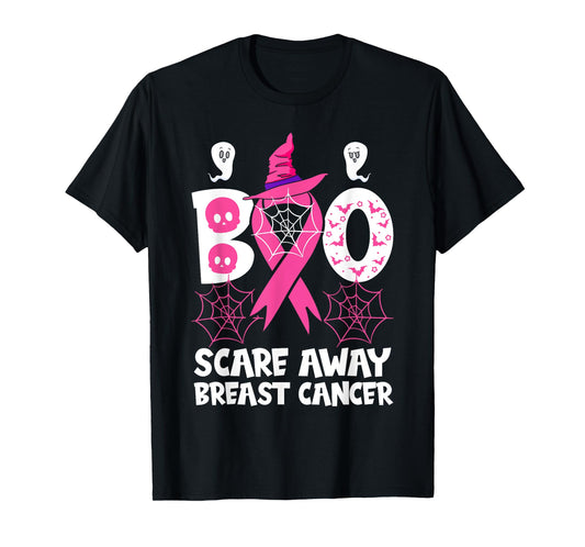 Breast Cancer Halloween Party Pink Ribbon Witch Survivor T-Shirt