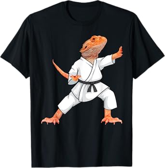 Funny Bearded dragons doing Karate Samurai Ninja lizard T-Shirt
