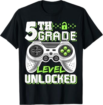 5th Grade Level Unlocked Video Game Back to School Boys T-Shirt