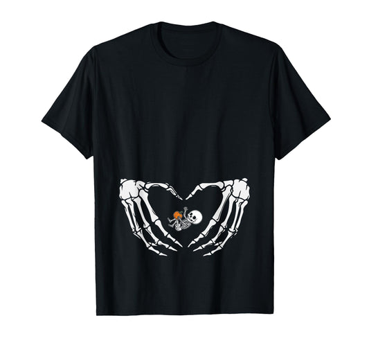 Baby Skeleton Heart Hand Halloween X-ray Pregnancy Spooky T-Shirt