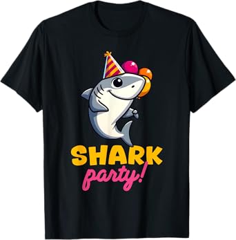 Cool Shark Party Birthday Beach Funny Shark Men Women Kids T-Shirt