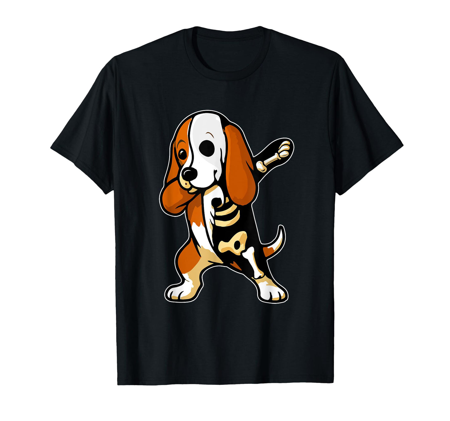 Dabbing Basset Hound Half Skeleton Halloween Costume Owner T-Shirt
