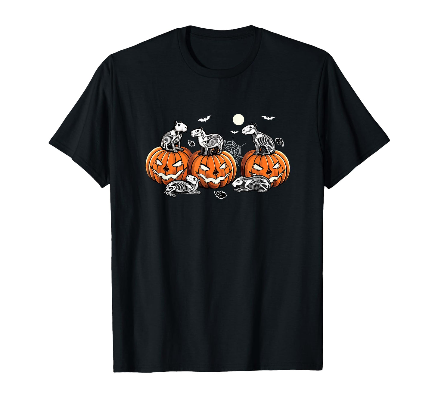 Group Skeleton Capybaras On Carved Pumpkins Halloween Farmer T-Shirt