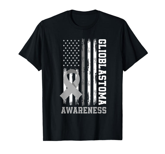 Patriotic US Flag Glioblastoma Awareness T-Shirt