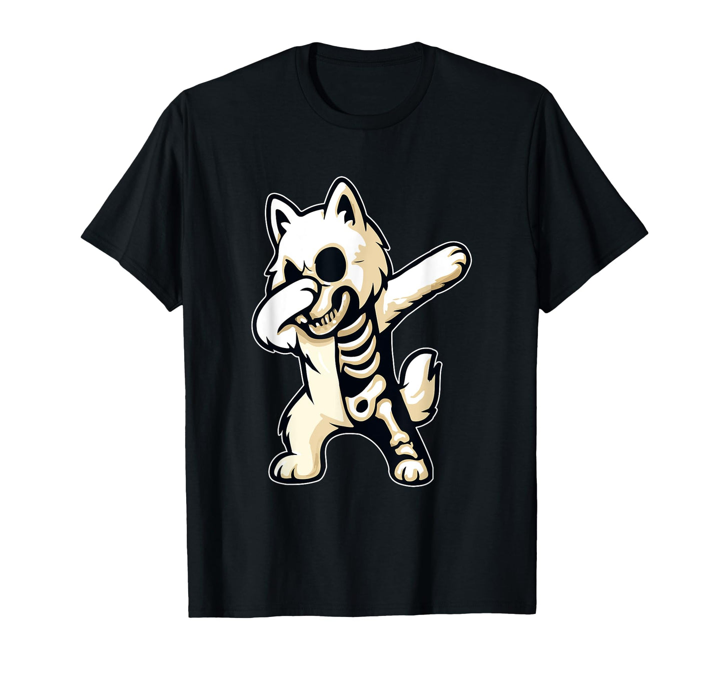 Dabbing Samoyed Half Skeleton Halloween Costume Owner Lover T-Shirt