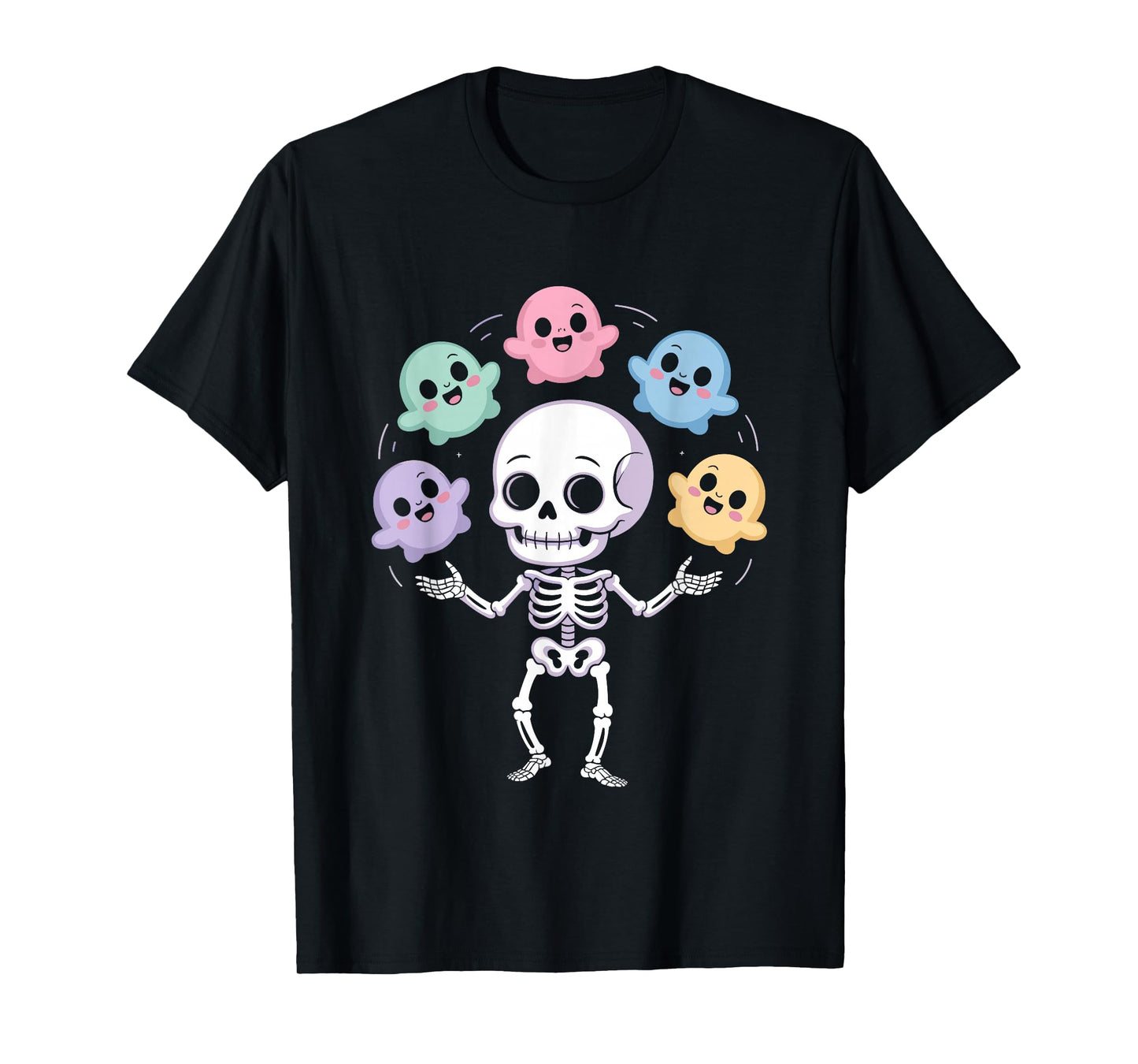 Funny Skeleton Juggling Ghosts Halloween T-Shirt