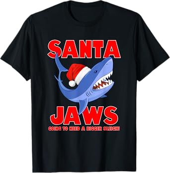 Santa Jaws shark Christmas funny design T-Shirt