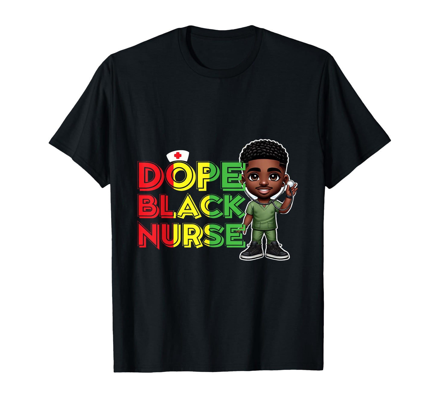 Fun Dope Black Nurse Juneteenth Design for Male Nurses Pride T-Shirt