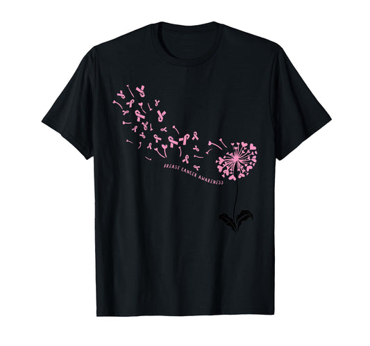 Dandelion Breast Cancer Awareness Pink RIbbon Support Gift T-Shirt