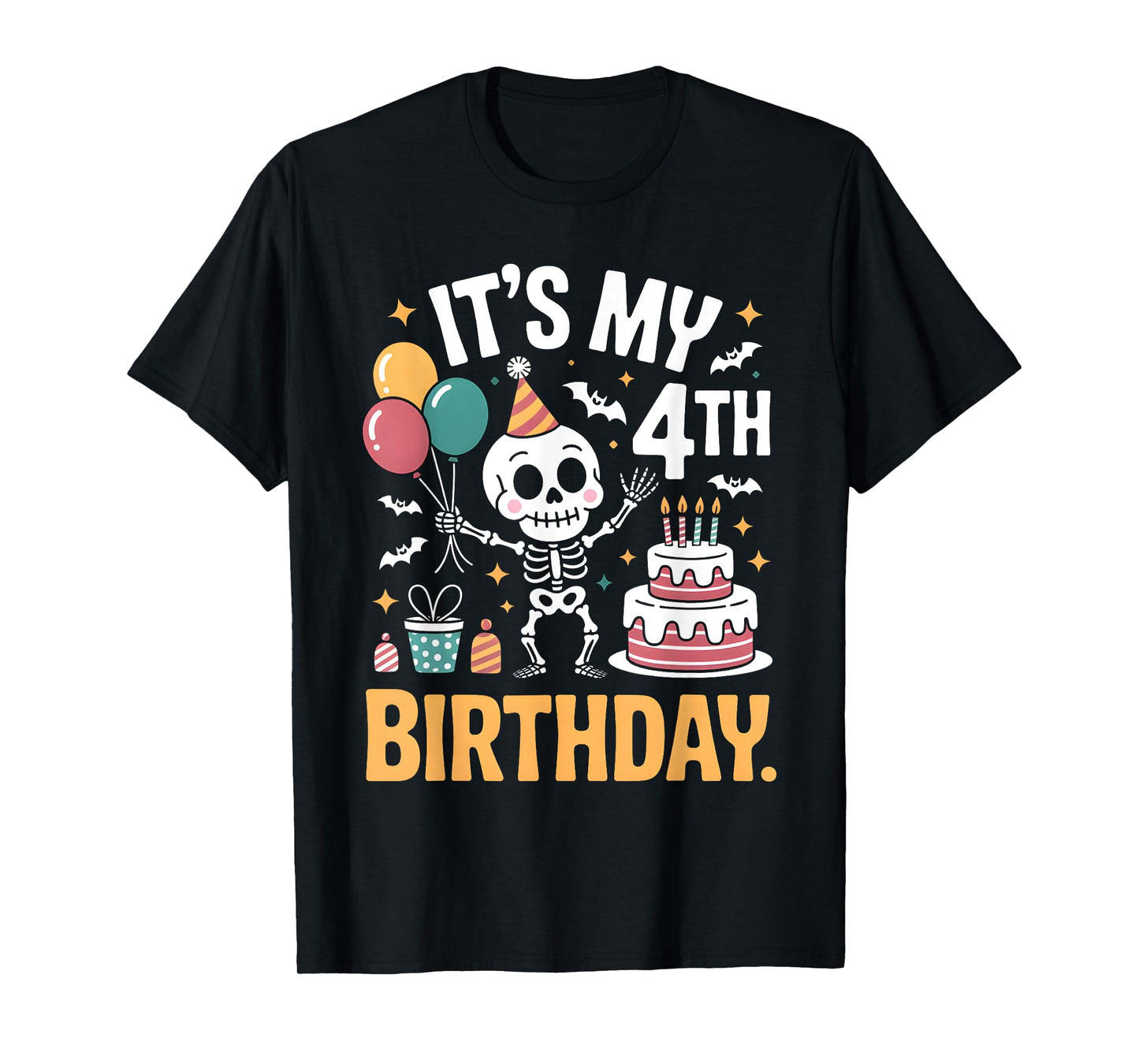 It’s My 4th Birthday Spooky Skeleton Halloween Costume Kids T-Shirt