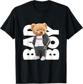 Bad Boy Tee Shirt, Funny Teddy Bear Graphic Design Style Fun T-Shirt