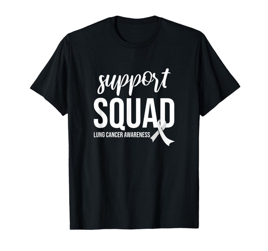 Support Squad, White Ribbon Lung Cancer Awareness T-Shirt