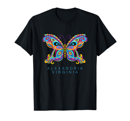 Alexandria Virginia Souvenir Butterfly Graphic T-Shirt