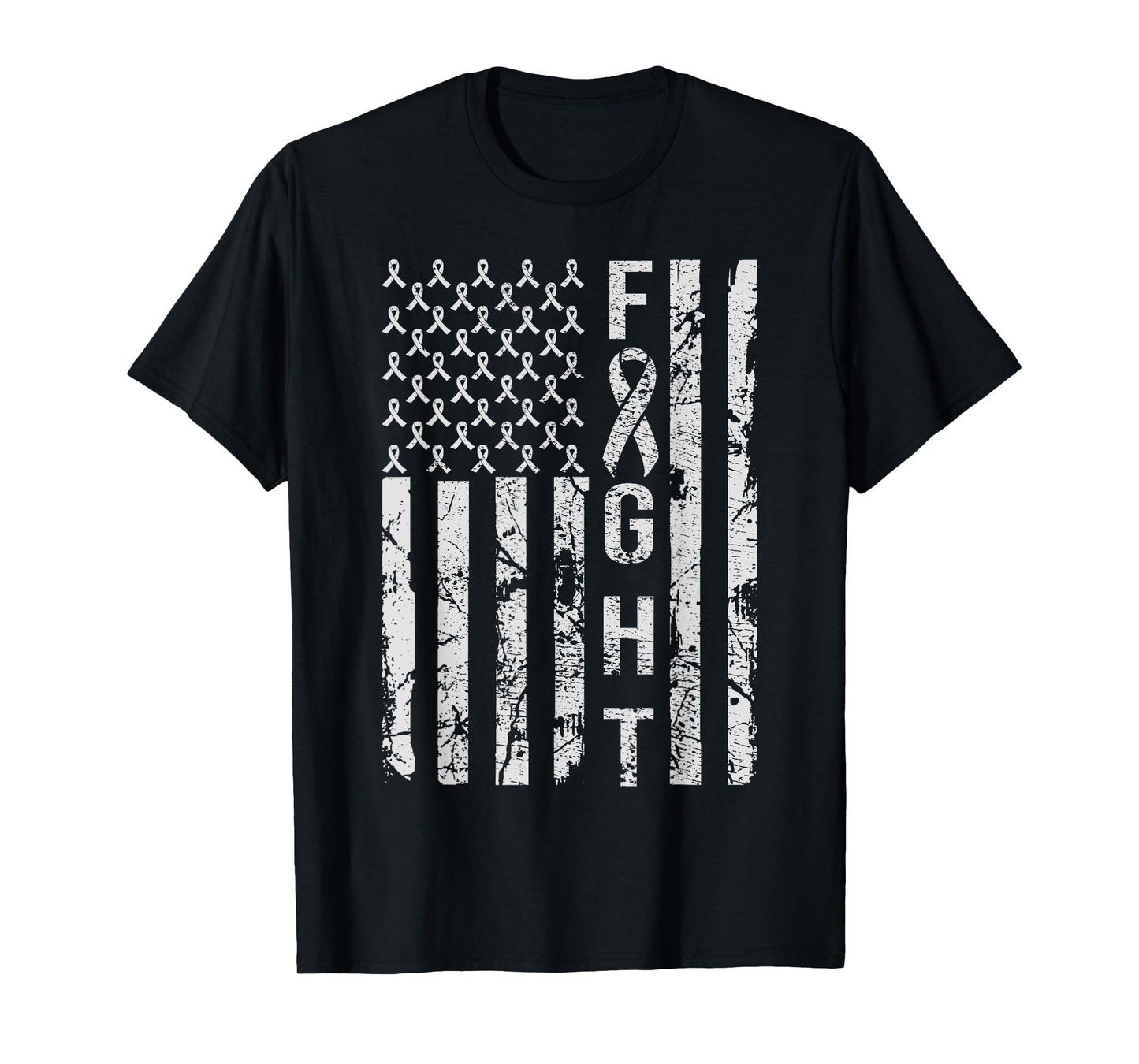 American Flag Distressed Lung Cancer Awareness T-Shirt for Women Men