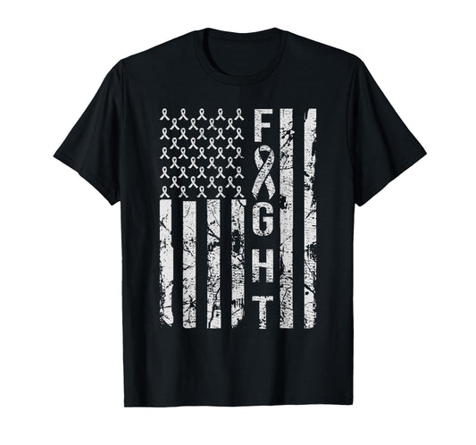 American Flag Distressed Lung Cancer Awareness T-Shirt for Women Men