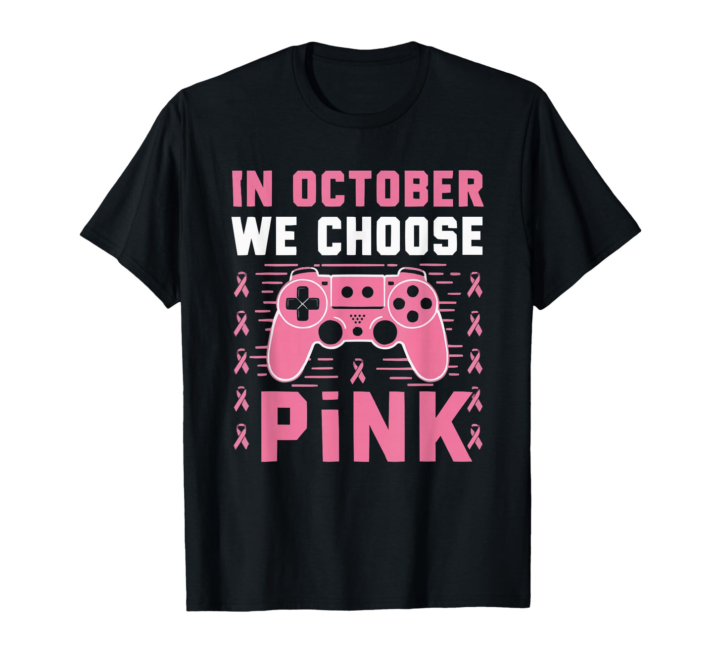Gamer Breast Cancer Awareness Cancer Survivor Pink Ribbon T-Shirt