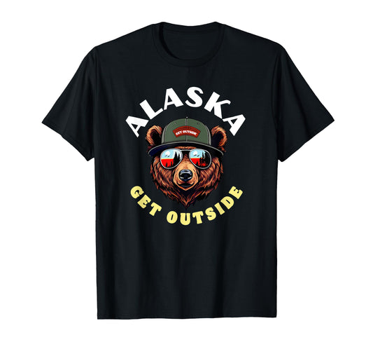 Alaska Hipster Bear Illustration Get Outside! Nature T-Shirt
