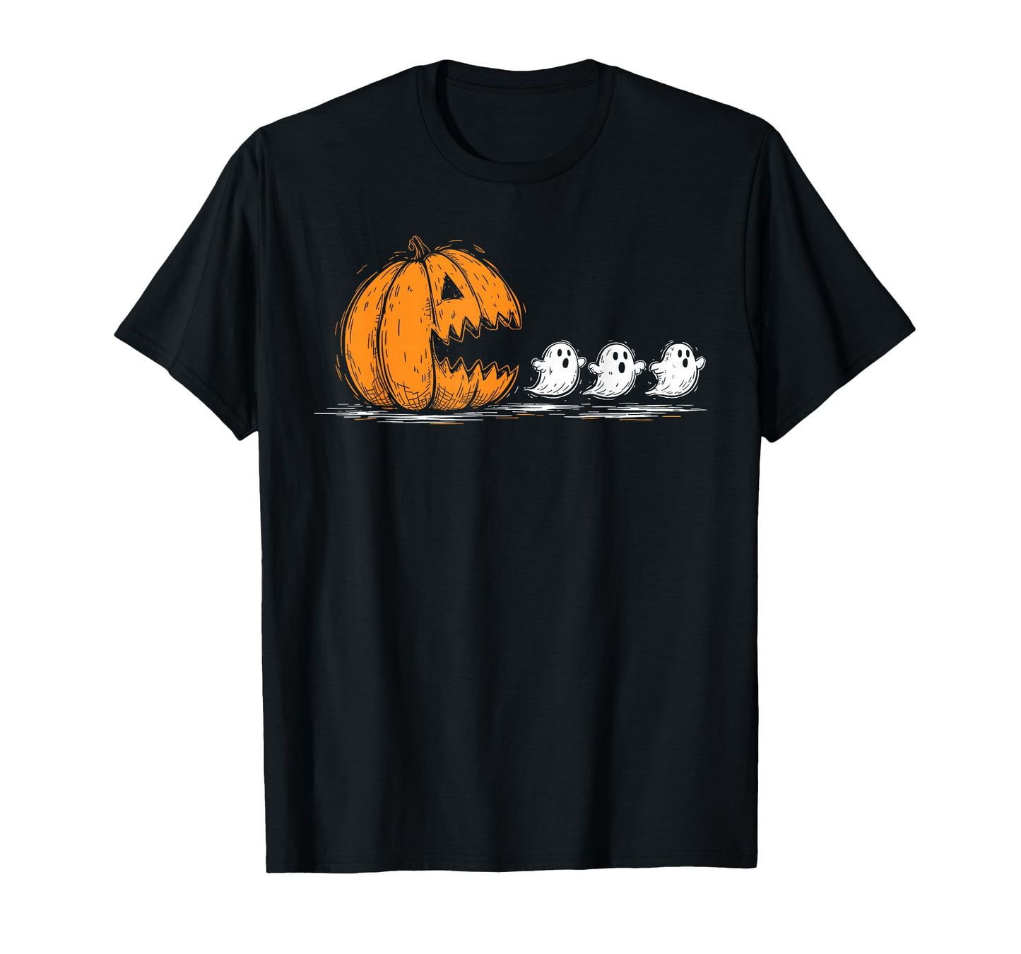 Pumpkin Chasing Ghosts Funny Spooky Halloween Costume T-Shirt