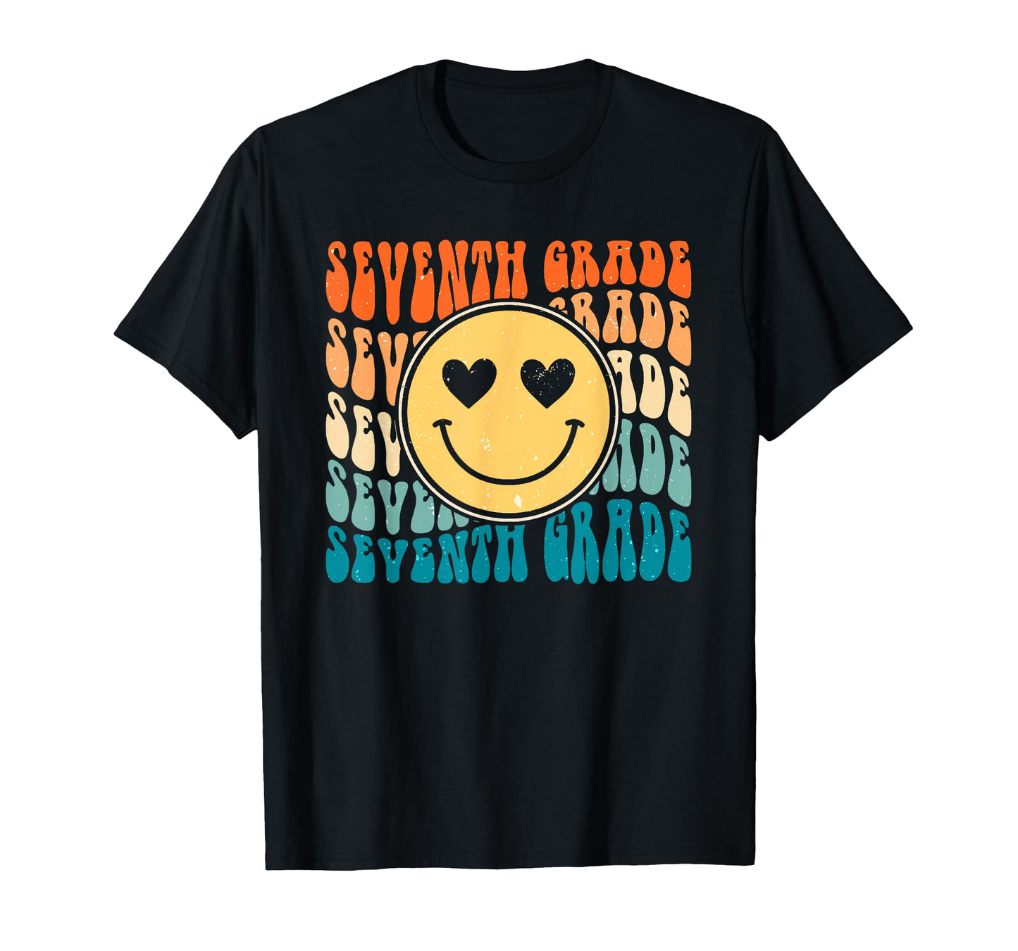 Boho Vintage Retro Groovy Smile 7th Seventh Grade Teacher T-Shirt