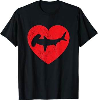 I Love Sharks Shirt Hammerhead Shark Valentine's Day Heart T-Shirt