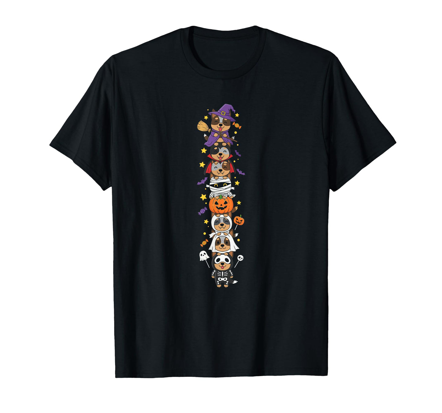 Australian Cattle Dog Witch Ghost Halloween Kids Mens Womens T-Shirt